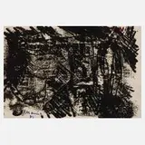Albert Hennig, Abstraktes Portrait, Holzschnitt auf Papier