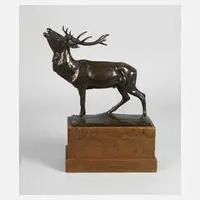 Georg Wilhelm Bergfeld, Röhrender Hirsch, 1905, Bronze