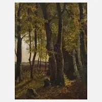 Karl Buchholz, Waldstudie, Öl auf Malkarton