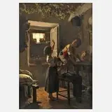 Heinrich Hasselhorst, "Traubendiebe", Öl auf Leinwand