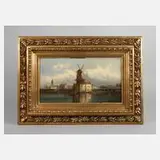 Jan van Hoom, Niederländische Hafenansicht, Öl auf Holztafel