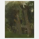 Hans Völcker, Alte Weiden, 1897, Öl auf Malkarton