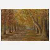 E. Schlicht, Herbstliche Baumallee, Öl auf Leinwand