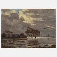 Rudolf Allwardt, Flusslandschaft, Öl auf Hartfaserplatte