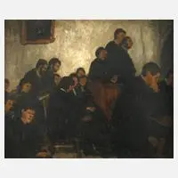 Wartende by Prof. Gaston Balande, Öl auf Karton, sold Feb 2024