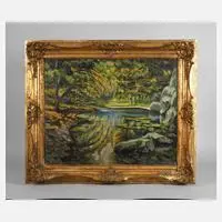 Baumgarten, Waldsee, Öl auf Leinwand