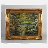 Baumgarten, Waldsee, Öl auf Leinwand