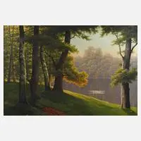 Fritz Chwala, Romantische Seelandschaft, Öl auf Leinwand