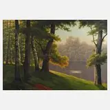 Fritz Chwala, Romantische Seelandschaft, Öl auf Leinwand