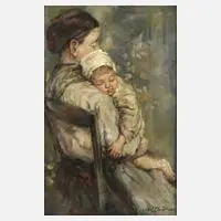 Leif Dråbye, Mutter mit Kind, Öl auf Leinwand