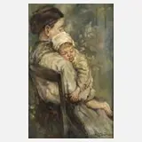 Leif Dråbye, Mutter mit Kind, Öl auf Leinwand