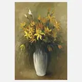 Dr. Silvia Fridrichová, Blumenstillleben, Öl auf Malplatte