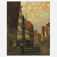 Fritz Geyer, Abendstimmung in Sommershausen, Öl auf Leinwand