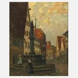 Fritz Geyer, Abendstimmung in Sommershausen, Öl auf Leinwand
