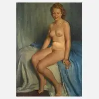Wilhelm Hempfing, "Sitzende Blondine", Öl auf Leinwand