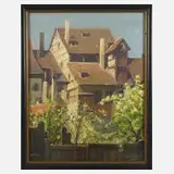 Fritz Hildebrandt, Fachwerkhaus in Konstanz, 1933, Öl auf Malkarton