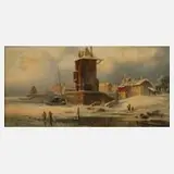 Eduard Jacobus van Hoorn, Winterlandschaft, Öl auf Holztafel