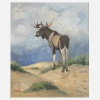 Hans Kallmeyer, Stehender Elch, Öl auf Leinwand