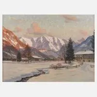"Winterabend im Kreuther Tal" by Erwin Kettemann, Öl auf Leinwand, sold Feb 2024