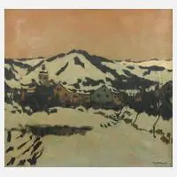 Willy Mulot, Kirche im Winter, 1917, Öl auf Leinwand