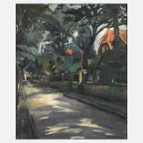 Anders Osterlind, Straße im Villenviertel, Öl auf Leinwand
