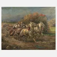 Gustav Prucha, Sommerliche Kutschfahrt, Öl auf Leinwand