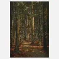 Carl Rang, Waldinneres, Öl auf Leinwand