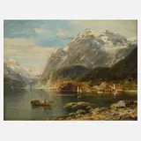 Im Raftsund by Alfred Karl Julius Otto von Schönberger, Öl auf Eichenholzplatte, sold Feb 2024