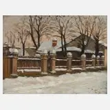Heinrich Schröder, Winter in Ginzing, Öl auf Malkarton