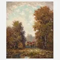 Ludwig Sohler, Fuchsjagdszene, Öl auf Leinwand