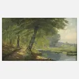 Prof. Friedrich Wachenhusen, Landschaft mit See, Öl auf Leinwand