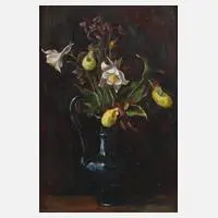 Virginie Waltenberger, Orchideenstillleben, 1929, Öl auf Sperrholz
