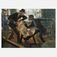 Kromes, "Dunkle Geschäfte", Öl auf Malkarton