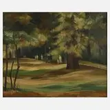 Impressionist, Parklandschaft, Öl auf Leinwand