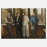 Lothar Gemmel, Gruppe am Gendarmenmarkt, Öl auf Leinwand