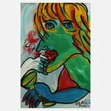 Peter Keil, "Träumende Frau", Acryl auf Leinwand