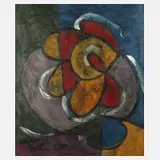 Prof. Bohumil Samuel Kecir, Florale Abstraktion, Öl auf Malkarton