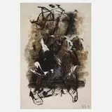 Martin Matschinsky, Abstrakte Komposition, Ölfarben und Kohle auf Papier