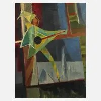 Paul Schmolling, Artist mit Banjo, Öl auf Leinwand