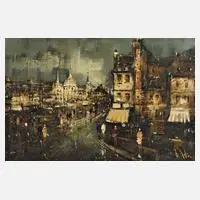 Rolf Schröder, Montmartre in Paris, Öl auf Hartfaserplatte