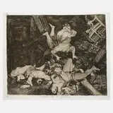 Francisco José de Goya, "Estragos de la guerra", Radierung in dunkelbraun