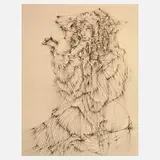 Hans Bellmer, Damenbildnis, Radierung in Braun