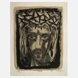 Prof. Otto Dix, "INRI", Farblithographie auf Velin