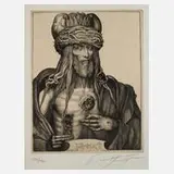 Prof. Ernst Fuchs, "Le Mat", 1972, Radierung