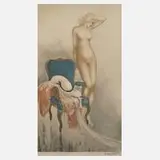 Stehender Frauenakt by Louis Icart, Farbradierung, sold Feb 2024