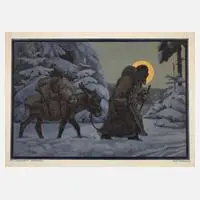 Prof. Eugen Osswald, "St. Nicolaus", Farblithographie auf leichtem Karton