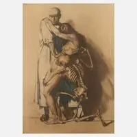 Ivo Saliger, "Der Arzt, das Mädchen und der Tod", Farbradierung
