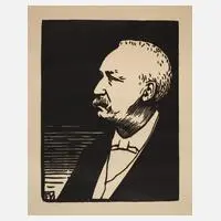 Bildnis Félix Faure by Félix Vallotton, Holzschnitt, sold Feb 2024