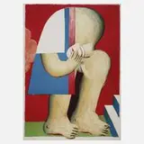 Prof. Horst Antes, "Maskierte Figur mit Treppe", Farblithographie