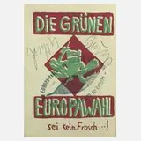 Joseph Beuys, Postkarte zur Europawahl, Farbsiebdruck und Stempel auf grünlichem Papier